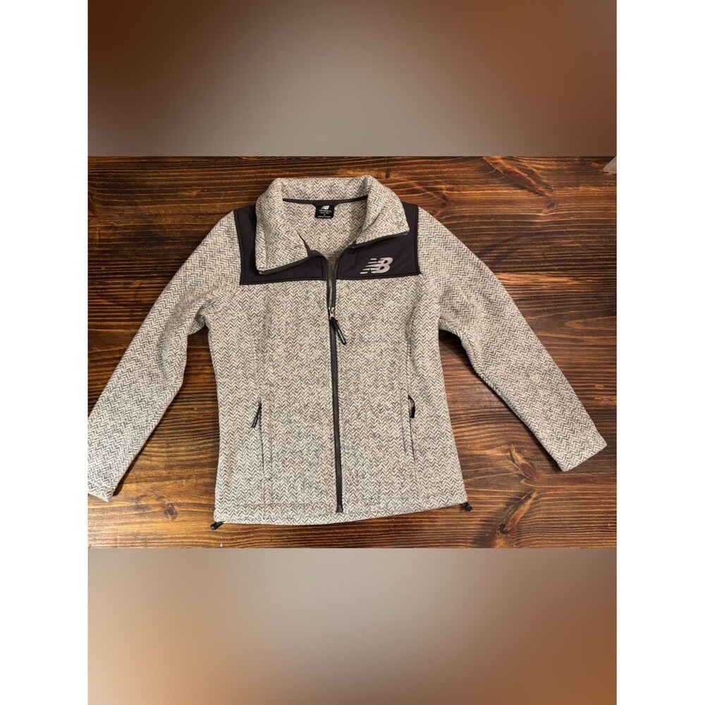New Balance Women’s Herringbone Fleece Jacket Gray Full Zip Size Small